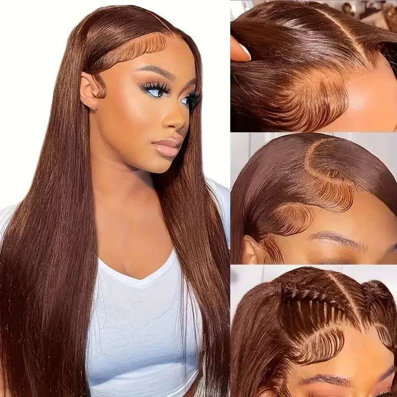 La nueva peluca de pelo largo y liso de oro claro de moda para mujeres usa un casco de fibra química natural y realista en la vida diaria image 10