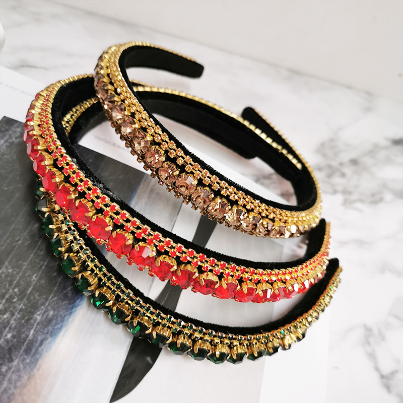 Women's Baroque Style Solid Color Rhinestone Inlay Hair Band display picture 3