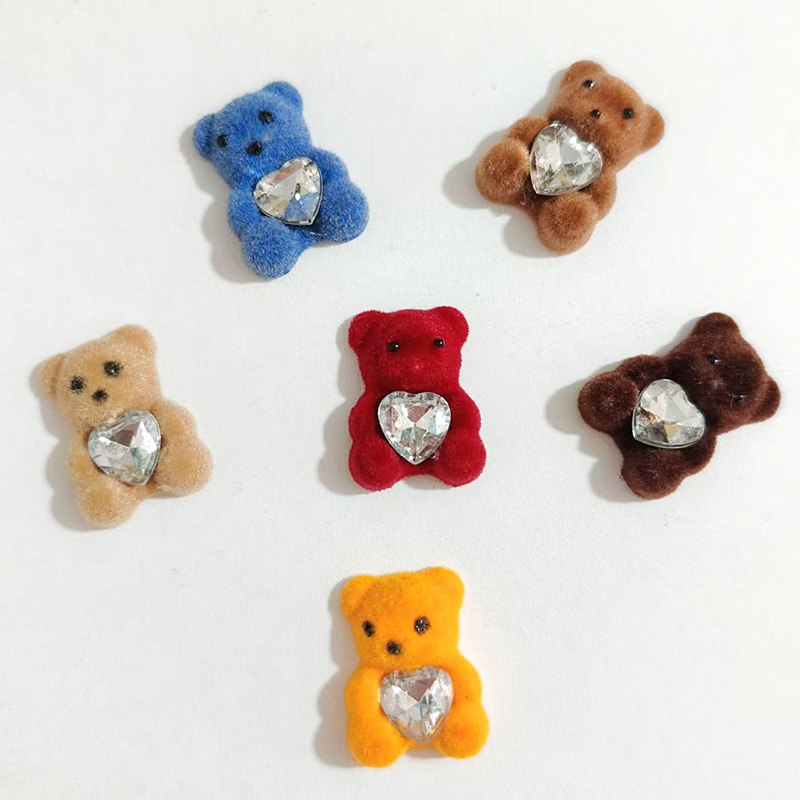 Cute cream phone case, hairgrip, accessory, with little bears, DIY