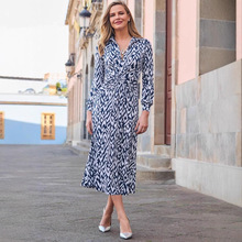 欧美外贸跨境亚马逊甜美碎花印花纽扣扭结修身秋冬新款长袖连衣裙