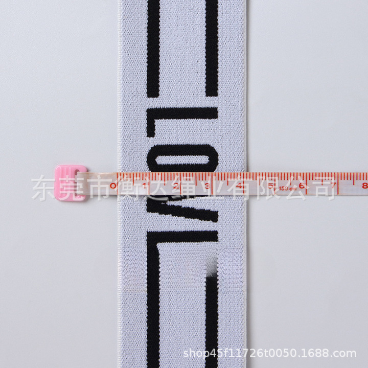 Fábrica de venta al por mayor 4cm letras LOVL jacquard elástico banda elástica ancha plana ensanchada accesorios de banda
