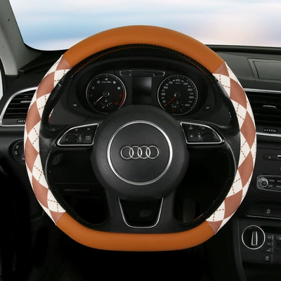 Steering wheel cover – of car handle cover women - d-type-brown-38cm