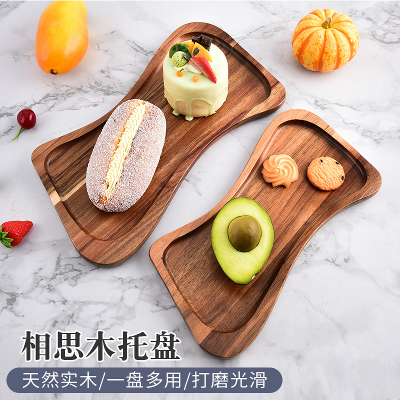 cubiertos de cocina comedor abeja cintura bandeja bandeja de herramientas platos de madera japonés plato de madera sólida bandeja oval