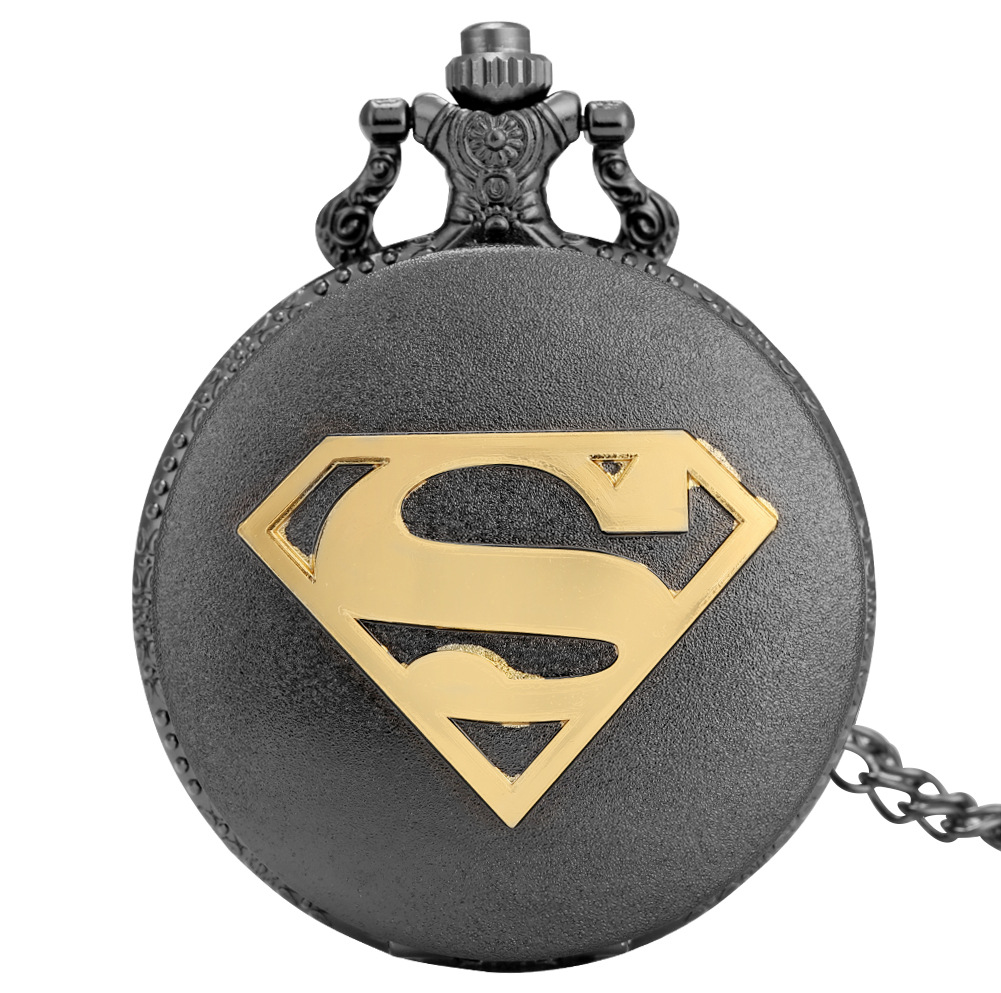 Hot-Selling Retro Personalized New S Superman Blue Face S Pattern Necklace Student Large Quartz Pocket Watch in Stock for Immediate Delivery