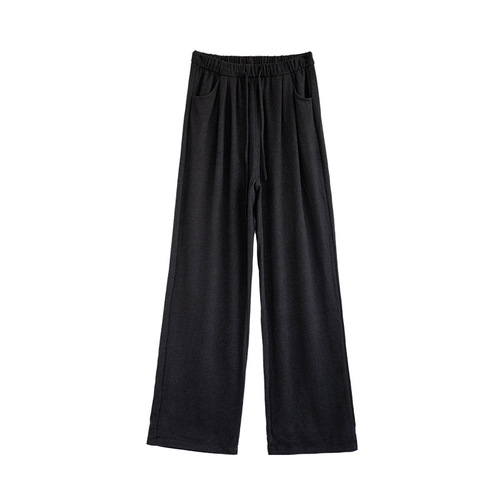 Black Glutinous Rice Pants for Women - Autumn 2025 New Arrival High-Waisted Slimming Droopy Loose Casual Straight Leg Relaxed Style Wide Leg Pants