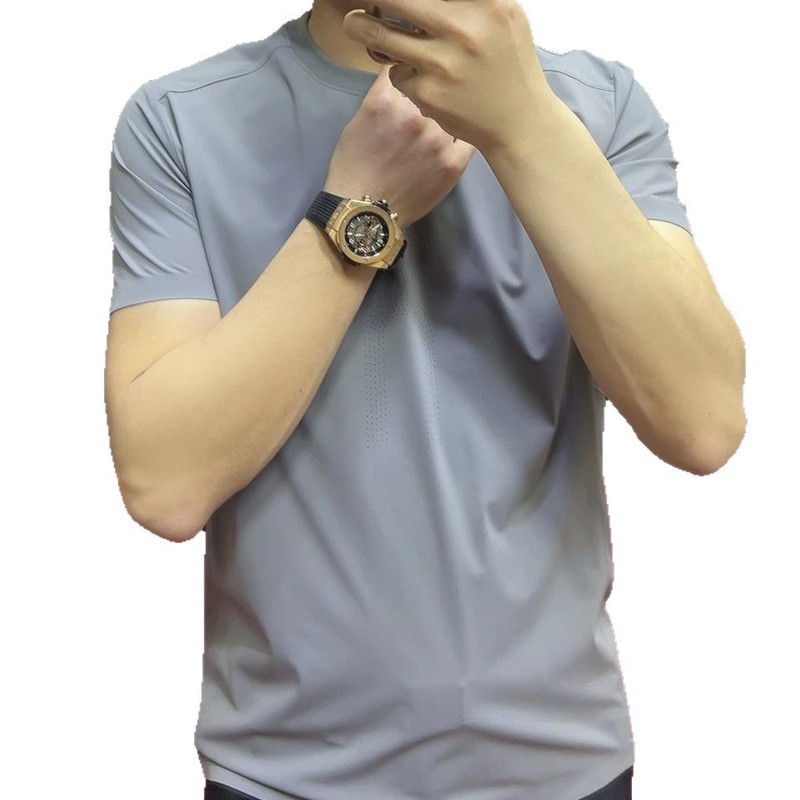 夏の新しいファッショントレンドラウンドネックスリムフィットユニバーサル半袖幾何学レギュラーTシャツビジネス高品質メンズスタイル|undefined