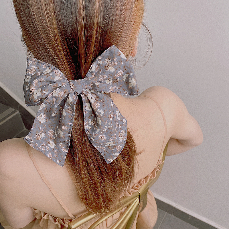 Korean Floral Ribbon Bow Steel Clip display picture 2