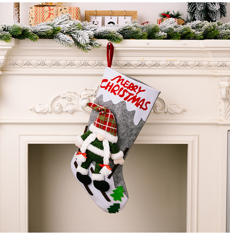 Forniture per decorazioni natalizie Bambola senza volto Calza della Befana Calzini grandi di Natale Sacchetto regalo Sacchetto regalo_voghion.com