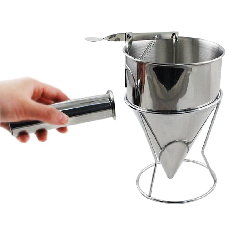 Stainless Steel Tapered Octopus Meatball Making Funnel Household Manual Chocolate Sauce Baking Tool Set with Seat