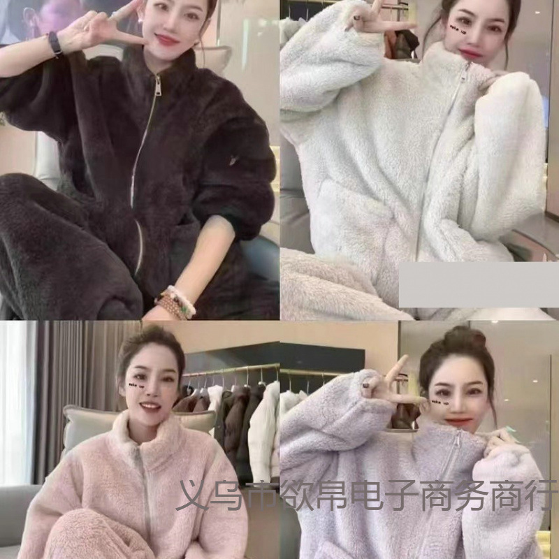 Clearance Special Price 280g Fabric Warm Fleece-Lined Home Clothes Two-Piece Set Comfortable Velvet