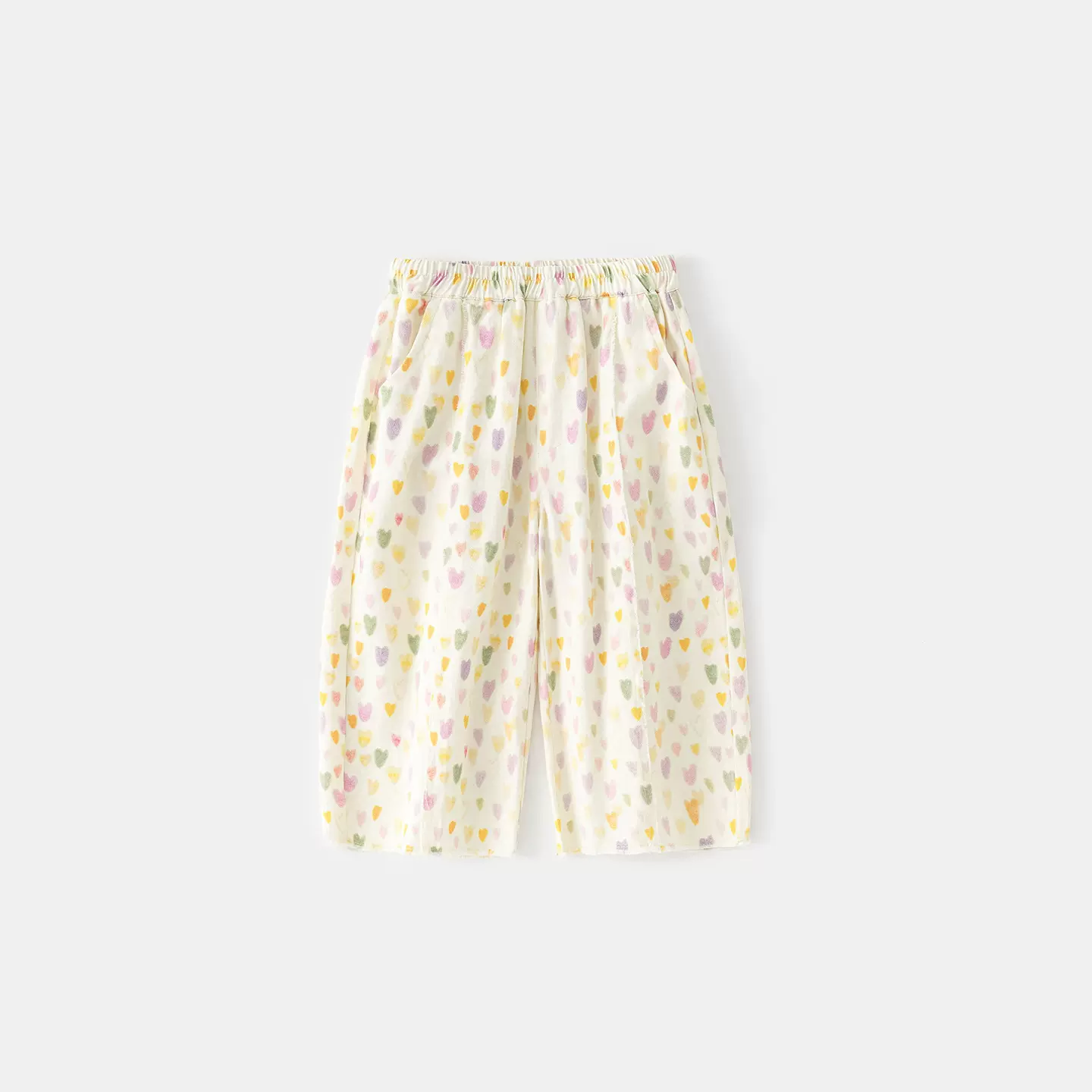 2026春夏新款女宝宝防蚊裤纯棉 爱心印花儿童阔腿直筒裤女童裤子