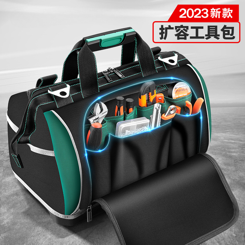 Kit de herramientas de bosque verde, lona multifuncional resistente y duradera, bolsa especial para electricista portátil de reparación y instalación de hombres