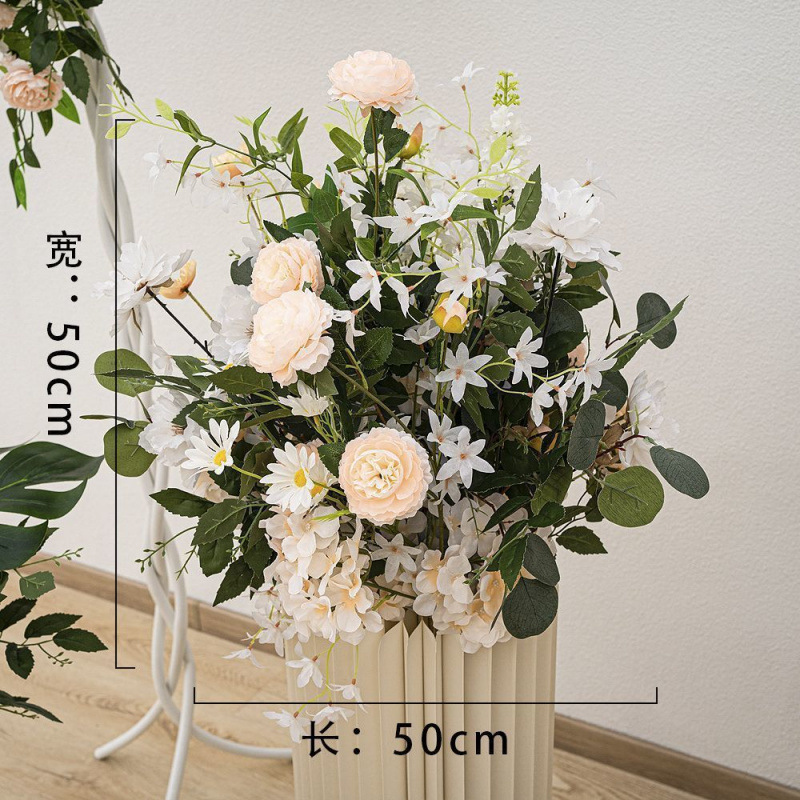 新款路引排花艺地排绢花订婚宴仿真成品大款装饰花布置婚庆婚礼|undefined