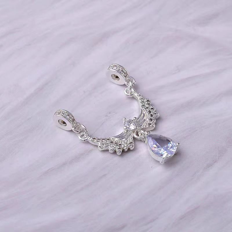 Color-Preserving Zircon Inlaid Pendant Wing Necklace Crystal Bracelet DIY Accessory Spacer Bead with Through-Hole Handmade Material New Model