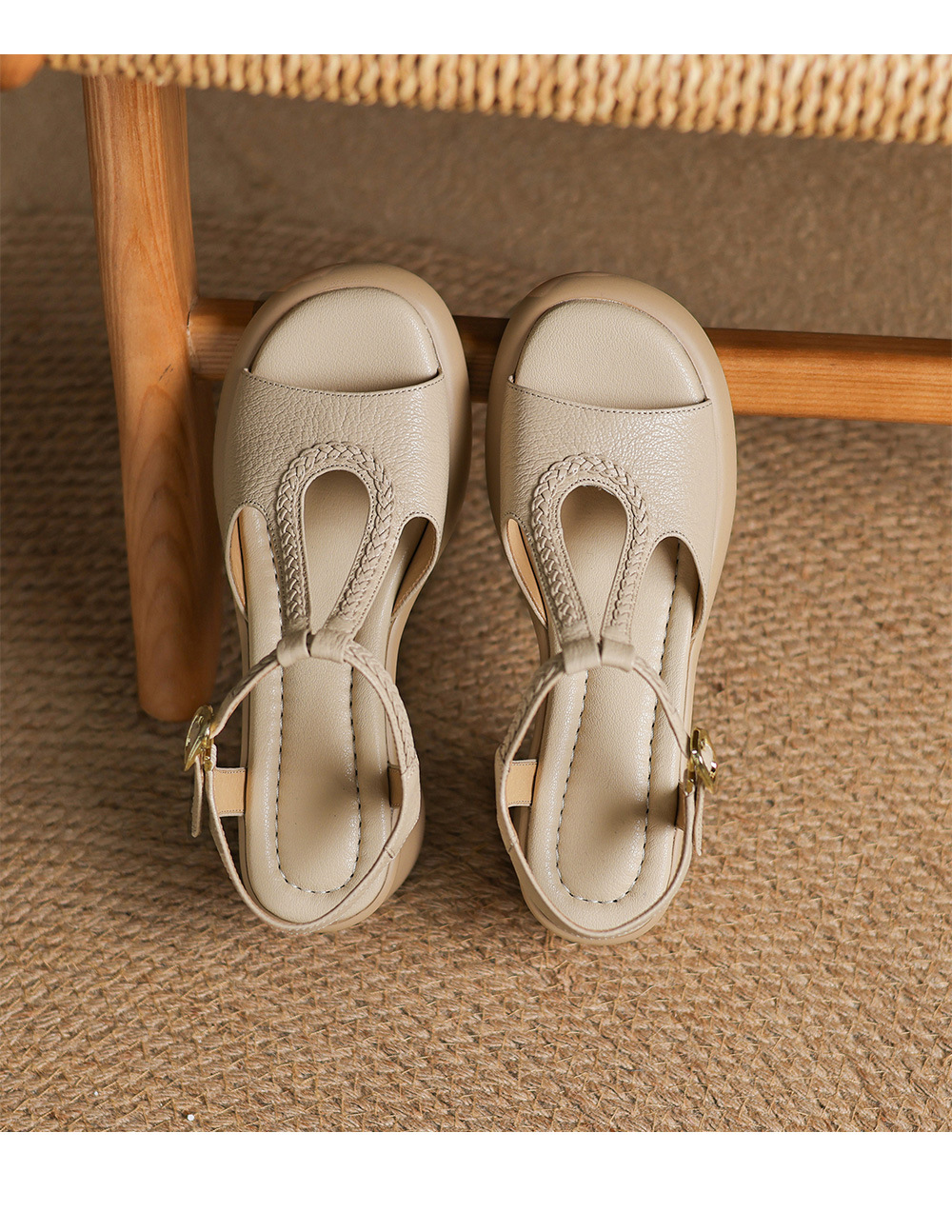Sandal La Mã cao gót mùa hè size lớn 34-41, đế xuồng gót dày, mũi hở, chất liệu dệt — đen chi tiết 22
