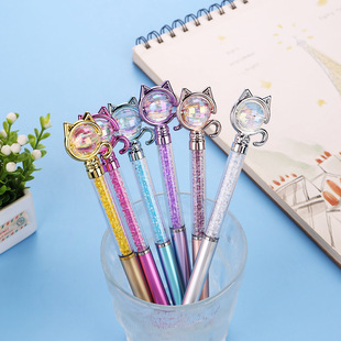 New Office Signature Ballpoint Pen Creative Cartoon Cat Diamond Shape Head Cute Wholesale Oil Pen