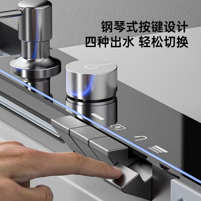 Silver Whale Waterfall Fregadero 304 Acero inoxidable Color primario Hogar Pantalla digital multifuncional Cocina Gran lavabo de un solo tanque