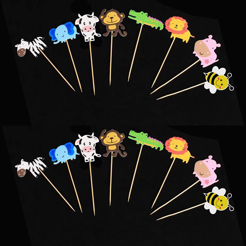 Adorno de pastel de oso nuevo de Amazon transfronterizo, tema animal, adorno de postre para fiesta de carnaval