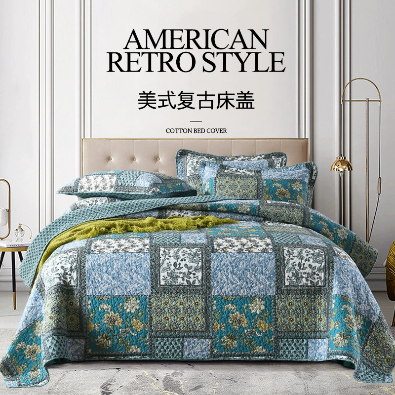 Pinli Домашний текстиль Внешняя торговля Хлопковое покрывало Набор из трех предметов Американское имитационное одеяло с принтом Хлопковое одеяло с кондиционером