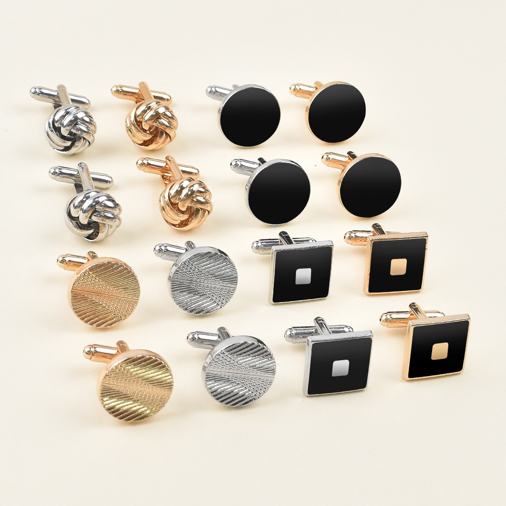 Amazon New Product Men's Business Carved Striped Cufflinks Fashion Square Pattern Cufflinks Manufacturer Wholesale