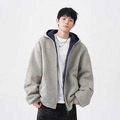 アメリカの重いポンドの双ファスナーと帽子のパーカーのコートの男性の春のごろつきのかっこいいカジュアルなコートの百合は色のカップルのカーディガンにぶつかります。