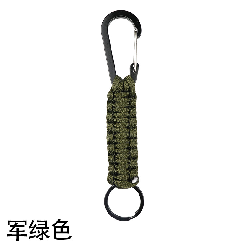 Llavero tejido mosquetón de aleación de aluminio tejido a mano Llavero mosquetón colgante rápido negro