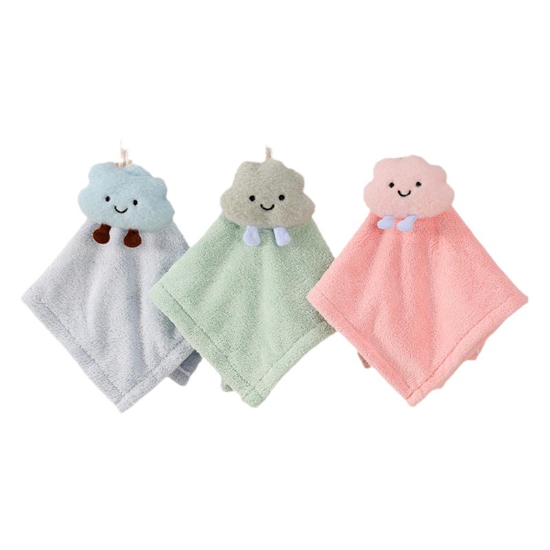 Toalla de mano colgando coral de lana de dibujos animados de animales toalla de mano toalla absorbente de baño toalla de mano