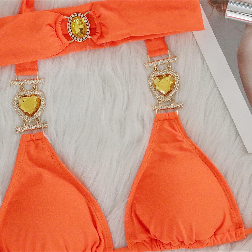 Women's Solid Color 2 Pieces Set Bikinis Swimwear display picture 14