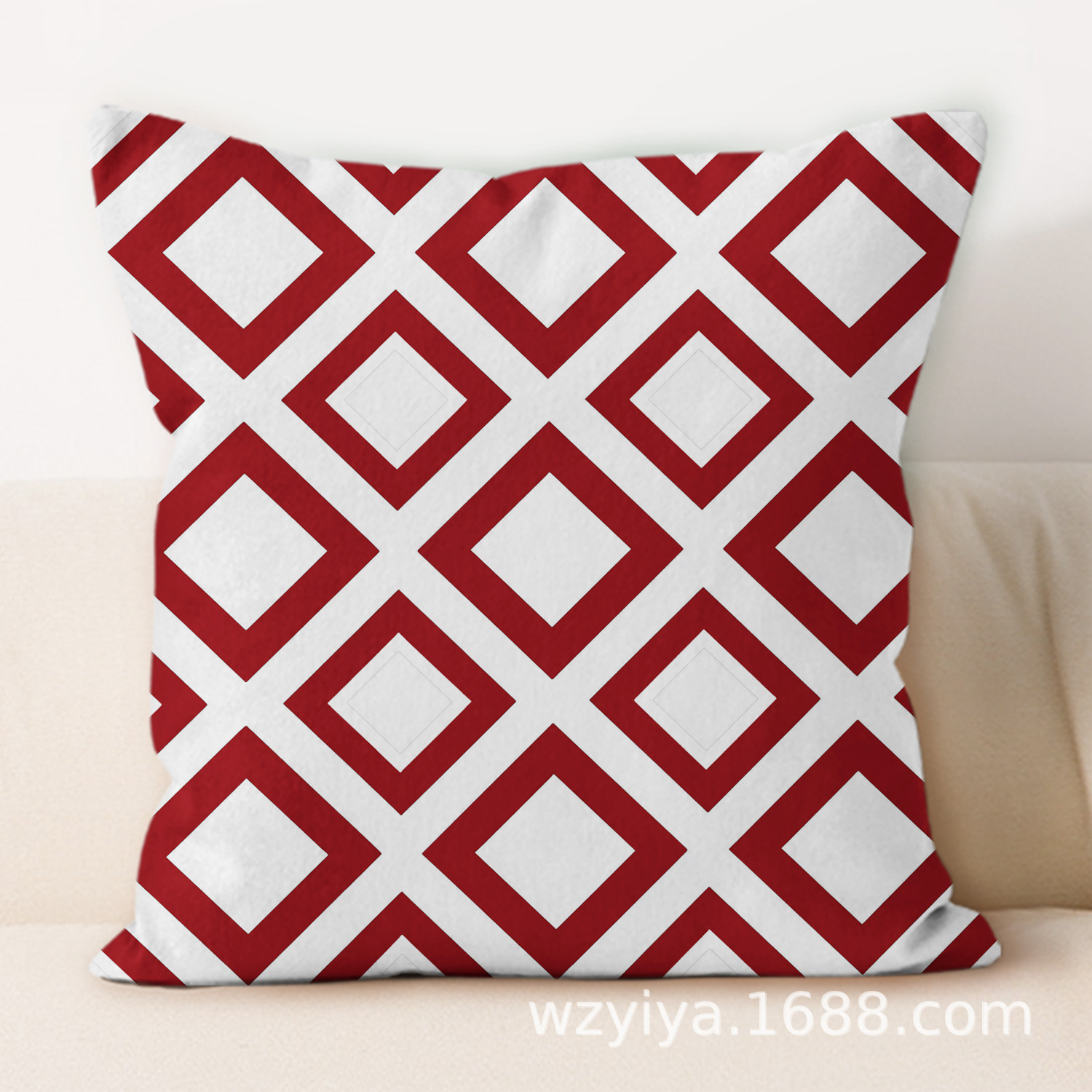Guía de almohada de geometría roja simple almohada de almuerzo de oficina moderna almohada decoración de sofá de salón