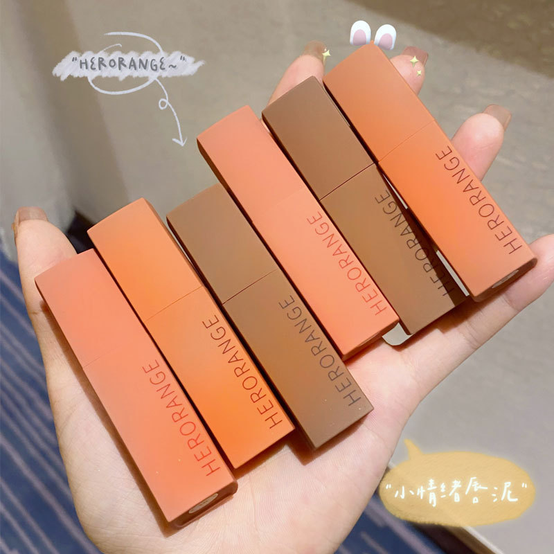 Herorange Little Emotion Lip Mud Velvet Matte Long-Lasting Non-Fading Affordable Student Lip Glaze Lipstick