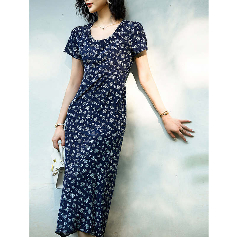 100% Mulberry Silk French Floral Dress for Women, Summer 2026 New Style, Makes You Look Taller and Slimmer, Elegant Long Dress 100% Mulberry Silk French Floral Dress for Women, Summer 2026 New Style, Makes You Look Taller and Slimmer, Elegant Long Dress
