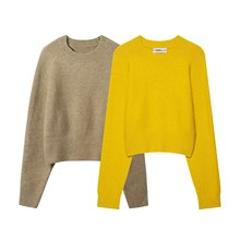 �羳��óŮװ2025�ﶬ��ŷ���紿ɫ��ͷ������֯������ŮA36942