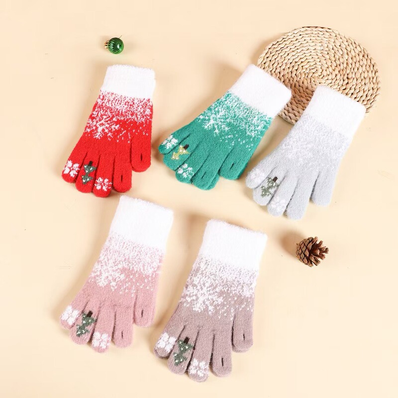クリスマスの指の手袋のかわいいニットの女性の冬の学生のベルベットは厚くてタッチパネルの冬の防寒保温が国境を越えます。|undefined