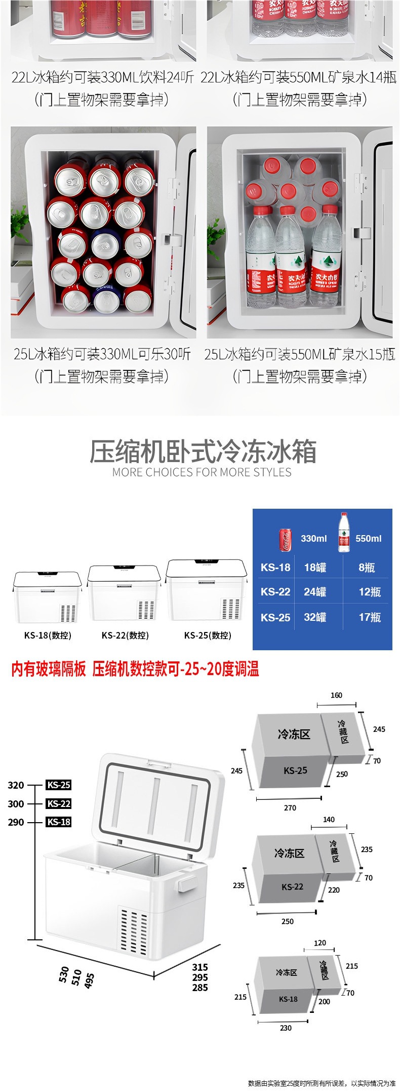 Amoi Car-Mounted Mini Refrigerator for Car and Home Use, Small Refrigerator and Freezer for Cosmetics, Breast Milk, Student Dormitory, Single-Person Use