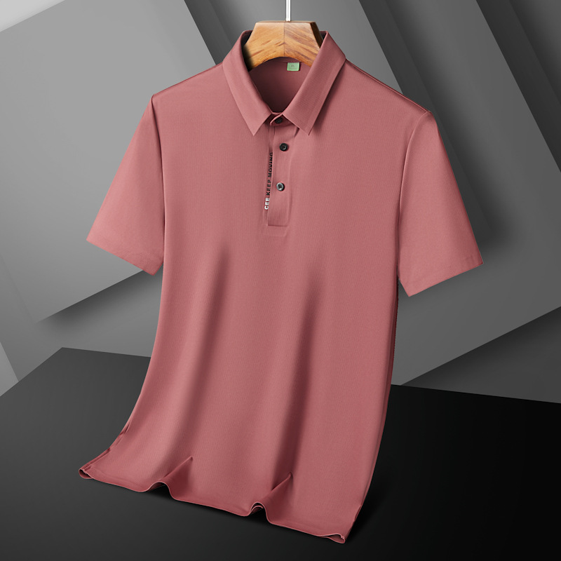 2024 hielo seda de secado rápido sin costuras polo de hombre de manga corta verano más grasa más talla camiseta de solapa gorda al por mayor