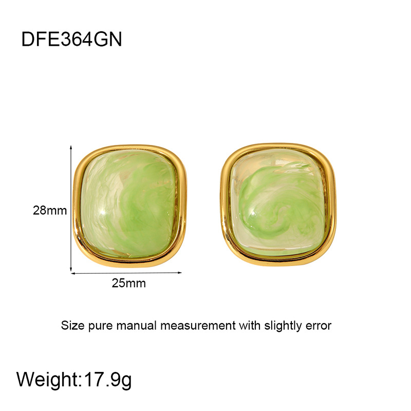 19g Weight 0.03µm-0.05µm Gold Plating Thickness Ion Plating (IP) Gold Plating Process 304 Stainless Steel Ear Needle Material 18K Gold Plated Plating Material Resin Inlay Material Ear Studs Classification 1 Pair Classic Style Geometric Plating 304 Stainless Steel Resin 18K Gold Plated Ear Studs