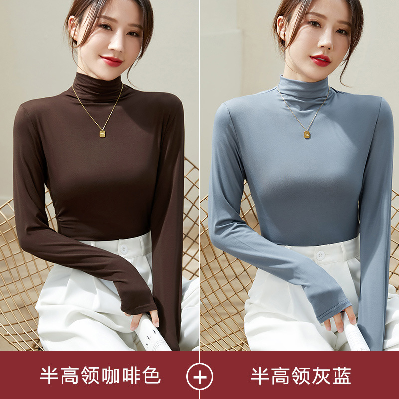 하프 터틀넥 브라운 + 하프 터틀넥 그레이 블루