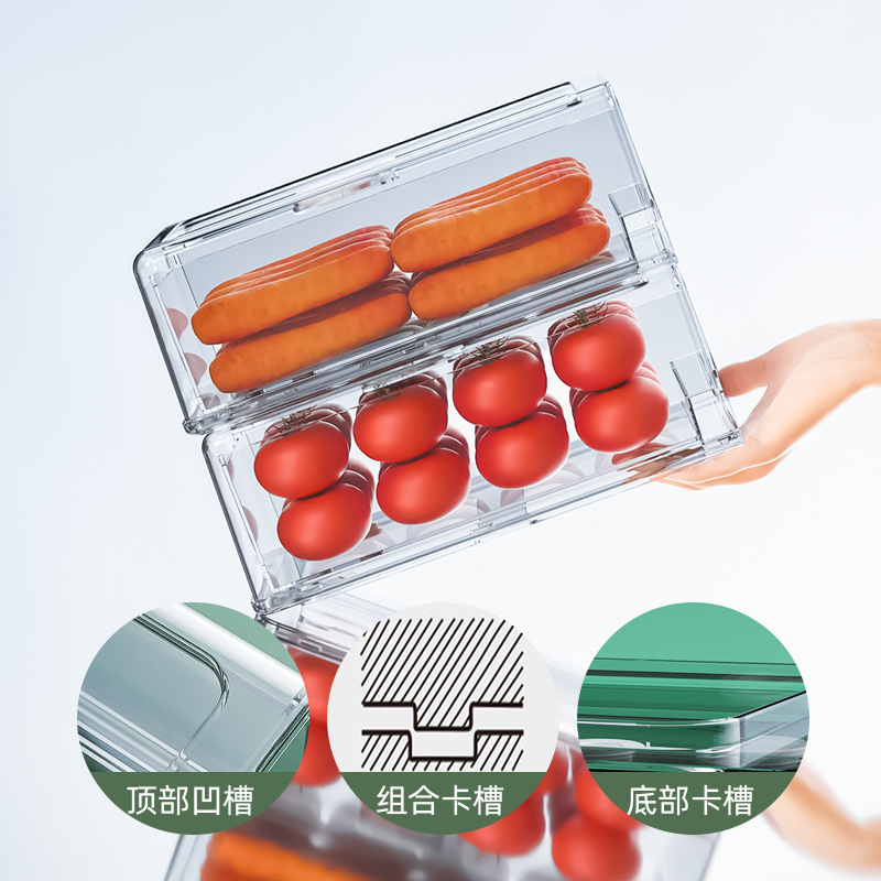 冰箱收纳盒抽屉式保鲜盒冰箱专用食品级水果鸡蛋食物饺子整理神器|undefined