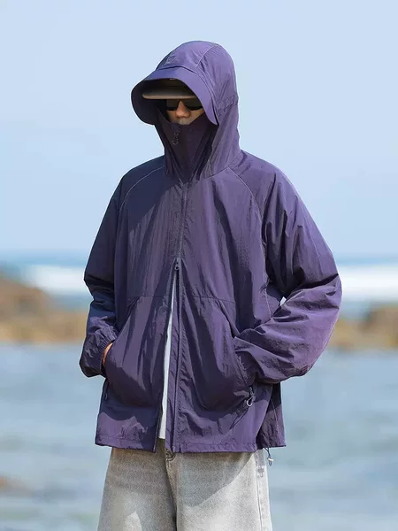 Mountain Sunscreen Clothing Women's Sunscreen Clothing Men's Summer Coat Removable Hat Brim Anti-UV Ice Silk Breathable Skin Clothing