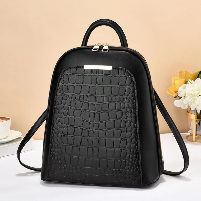 Bolso de Mujer Estilo Coreano de Taizhou, Bolso de Color Sólido con Relieve, Bolso de Hombro, Mochila de Doble Hombro, Bolso Escolar de Moda a Cuadros, Fabricante