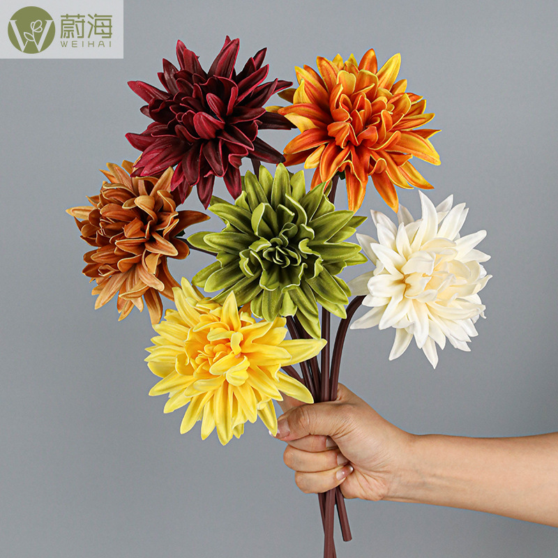 Simulated Single Pu Small Xiaoli Flower Crab Claw Chrysanthemum Wedding Floral Decoration Home Chrysanthemum Tongcaohua Retro Peony