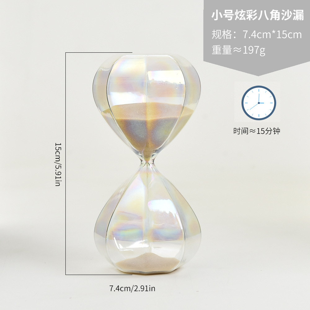 Nórdico hogar oro diamante vidrio reloj de arena temporizador de regalos creativos adornos coloridos 15 puntos reloj de arena lote de fábrica