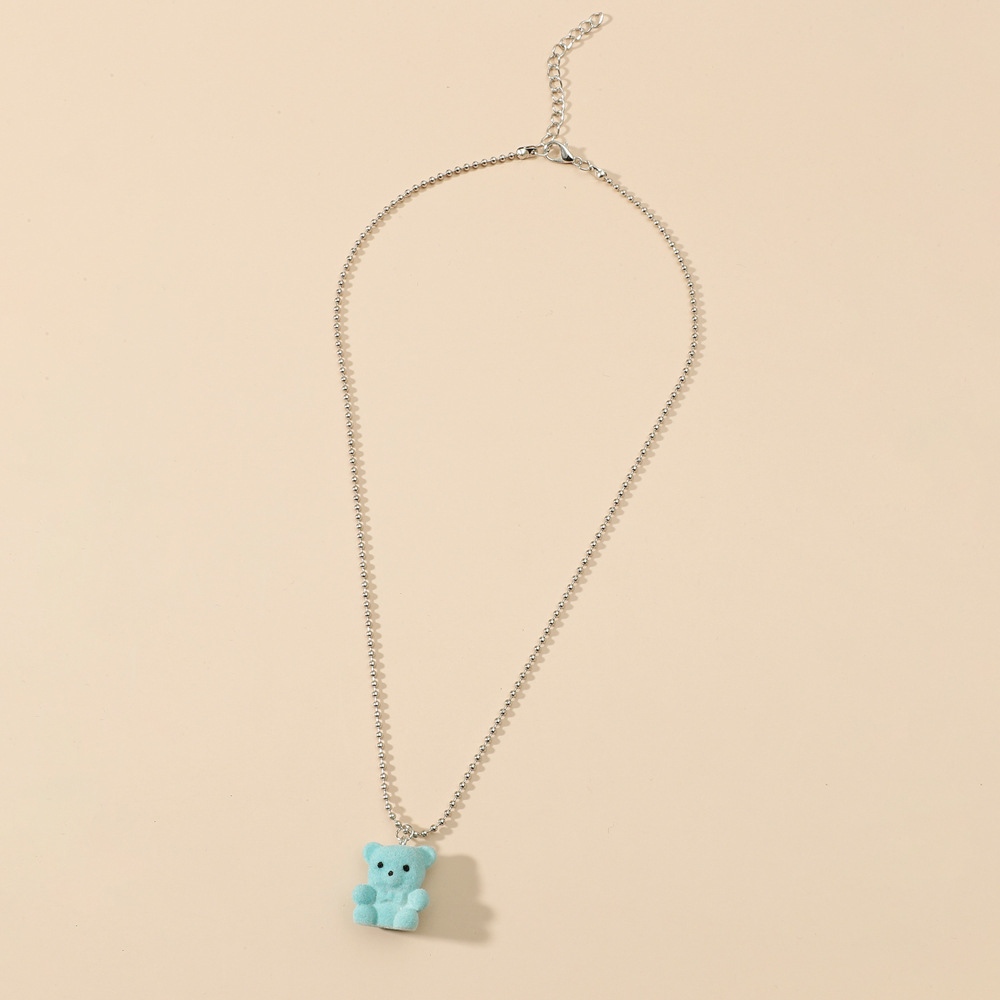 Korea Simple Bear Necklace display picture 9