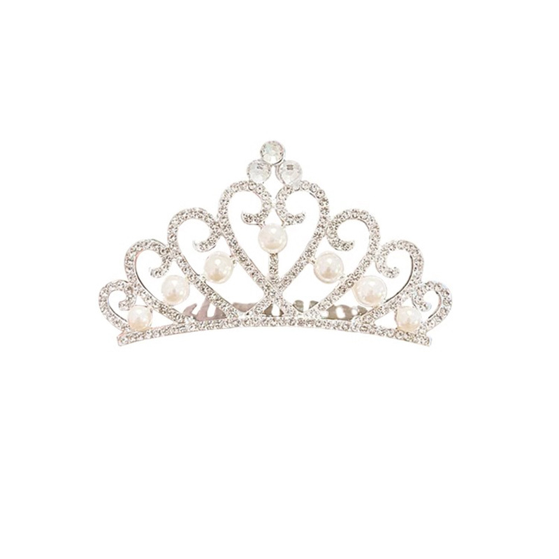 Corona de las niñas accesorios para el cabello rendimiento de cumpleaños de los niños brillante perla Rhinestone corona princesa peine del pelo vestido accesorios horquilla