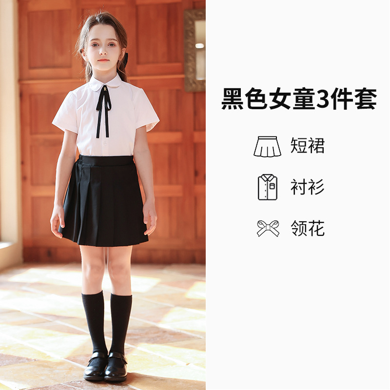 Traje de actuación de coro para niños, traje de camisa blanca de manga corta para niños y niñas, uniforme escolar de escuela primaria y secundaria, uniforme de jardín de infantes, uniforme de clase