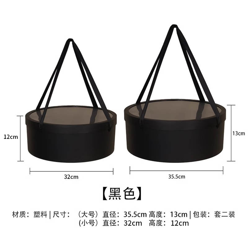 그림과 같이 각각 1개의 검정색 플라스틱 원형 상자(휴대용 로프 포함) 2개 세트