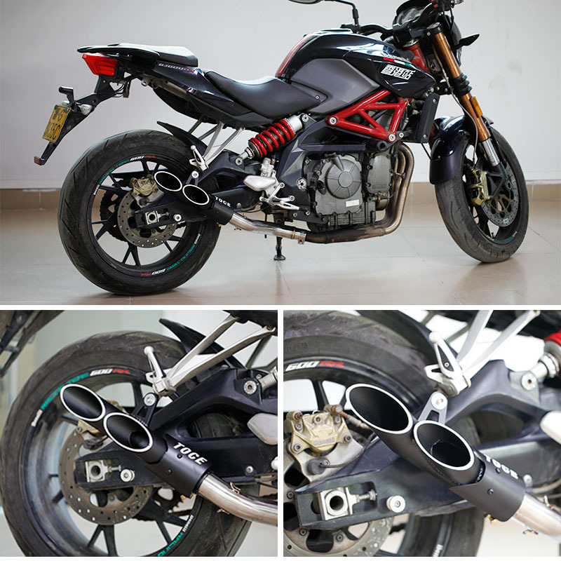Motorcycle Modified Toce Double Hole Three Hole Universal Exhaust Pipe Tail Section R1 Cbr650 Mt07 890Duke