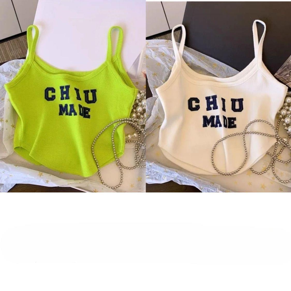 Girls' Summer New Camisole With Letter Print, Short Sleeveless Outerwear Top, Trendy 0188A052_ecoleips.com