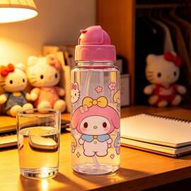 便携挂绳单层透明塑料吸管杯防摔密封车载户外旅行专用水杯