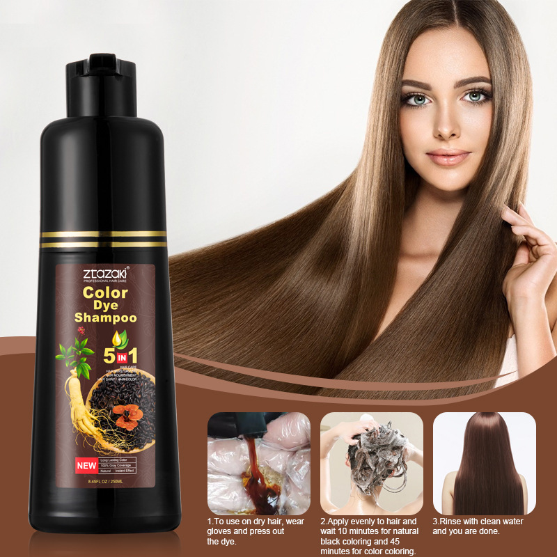 全英文跨境染发剂Hair Dye五合一染发膏人参一支黑染膏250ml|undefined